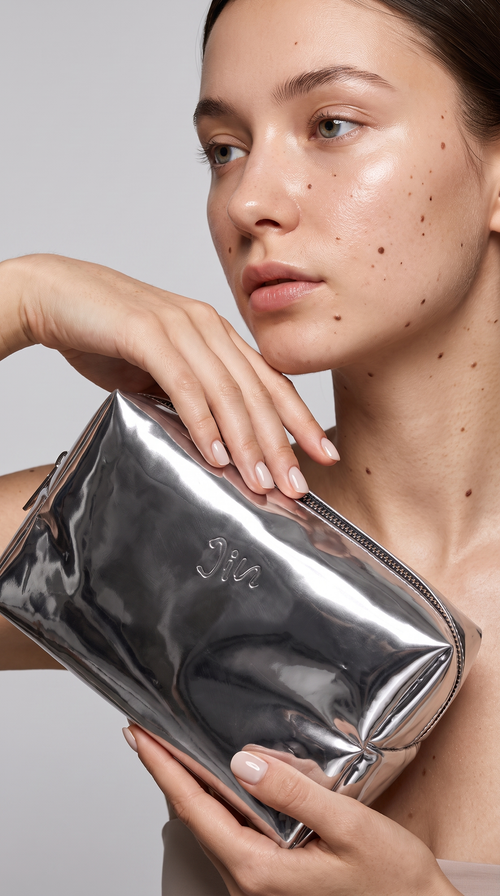 B2 JIN Metallic Zipper Pouch